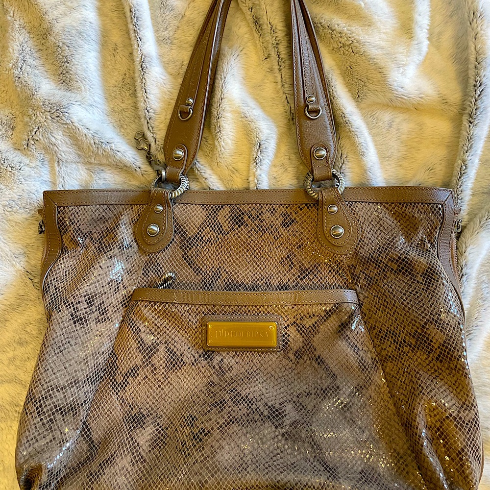 Judith Ripka Python Embossed Leather Handbag/Shou… - image 1